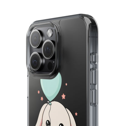 Kawaii Bunny Phone Case with Balloon, Clear Impact-Resistant