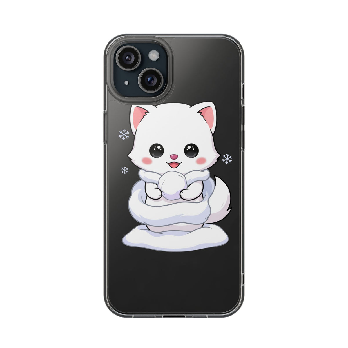 Kawaii Arctic Fox Phone Case, Cute Snow Day Gift