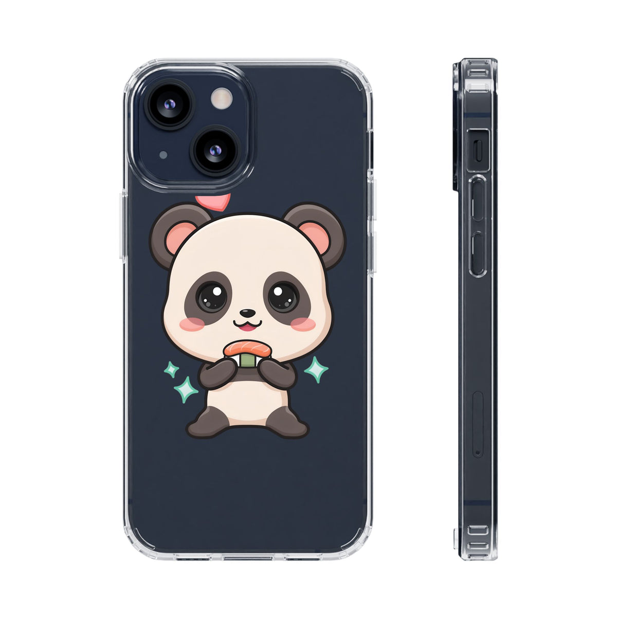 Kawaii Panda Sushi Phone Case, Clear Impact-Resistant Case