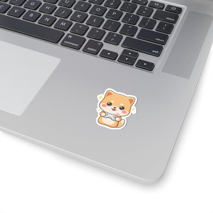 Kawaii Gamer Shiba Inu Kiss-Cut Sticker