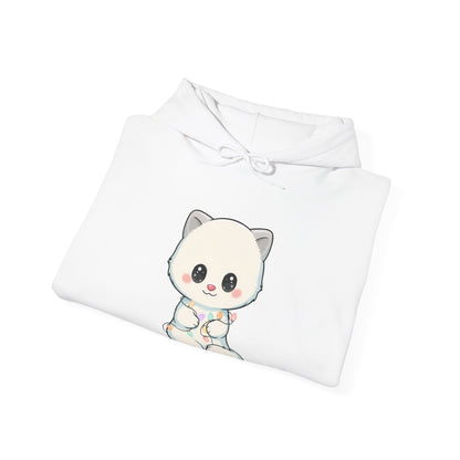 Kawaii Arctic Fox Hoodie with Fairy Lights