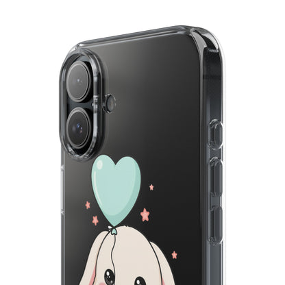 Kawaii Bunny Phone Case with Balloon, Clear Impact-Resistant