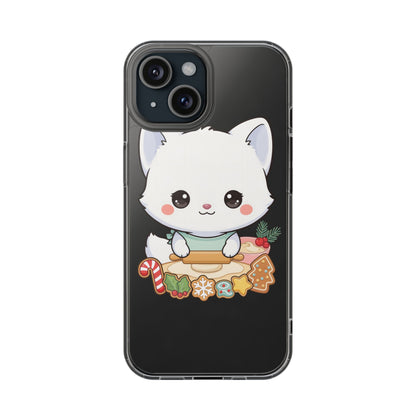Christmas Fox Clear Phone Case, Kawaii Cookie Baker
