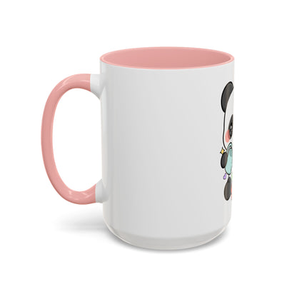 Kawaii Panda Accent Coffee Mug, Cute Plant Lover Gift