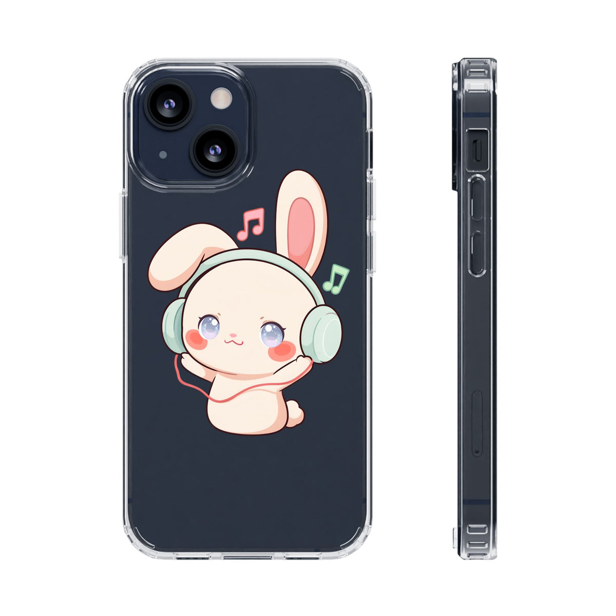 Kawaii Bunny Phone Case, Cute Music Lover Gift