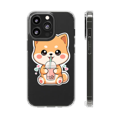 Kawaii Shiba Inu Phone Case for Bubble Tea Lovers