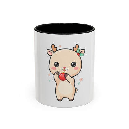 Kawaii Reindeer Christmas Accent Coffee Mug