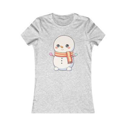 Kawaii Snowman Christmas Tee for Women