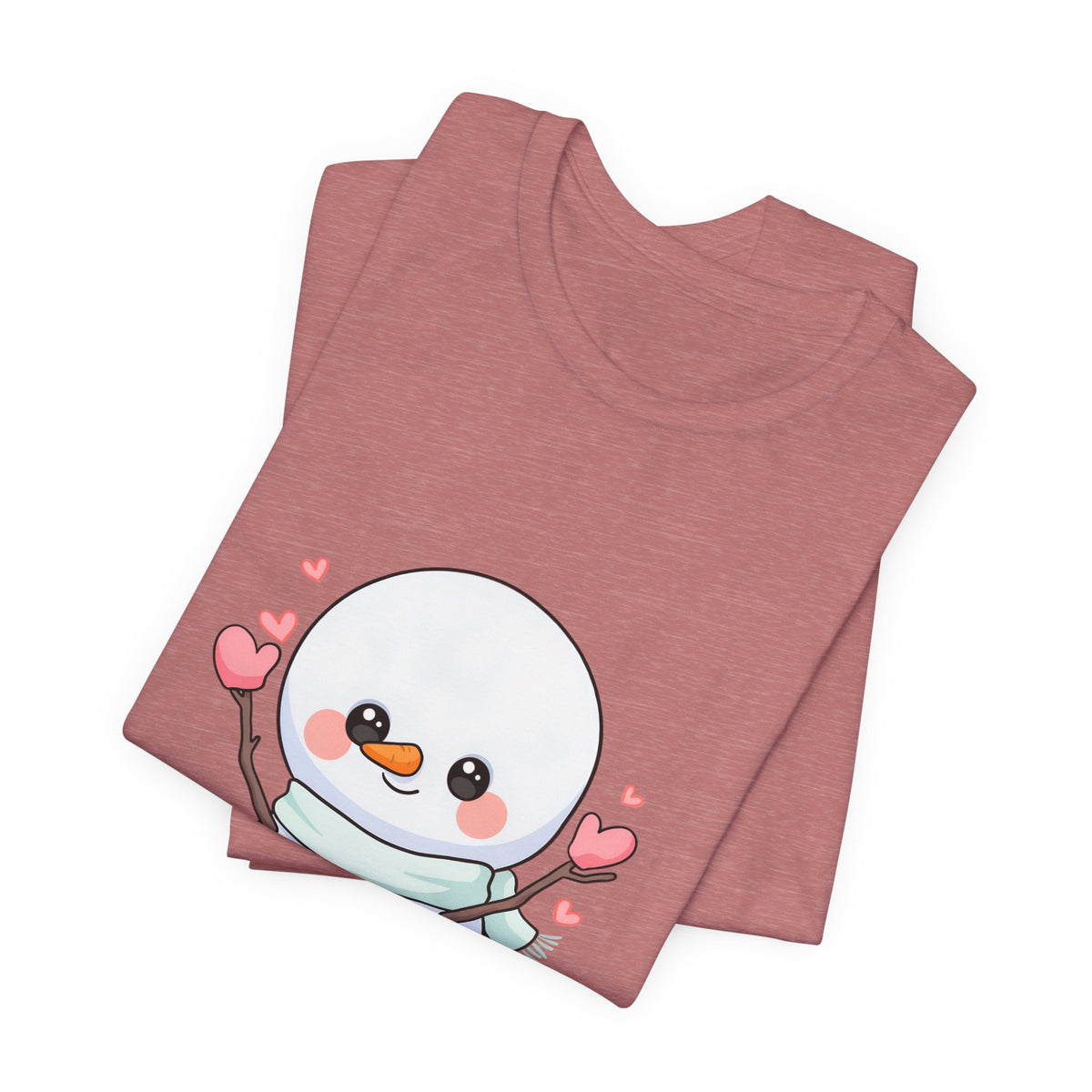 Kawaii Snowman T-Shirt, Cute Winter Sledding Tee