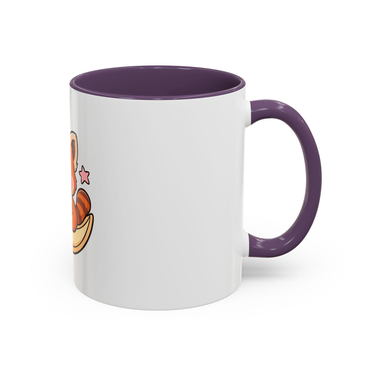 Red Panda Accent Coffee Mug, Kawaii Crescent Moon