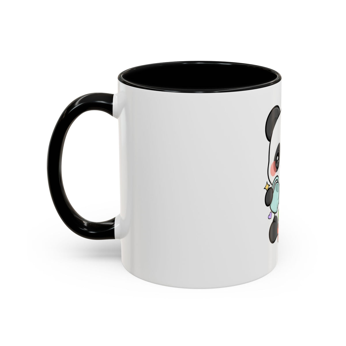 Kawaii Panda Accent Coffee Mug, Cute Plant Lover Gift