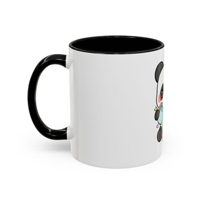 Kawaii Panda Accent Coffee Mug, Cute Plant Lover Gift