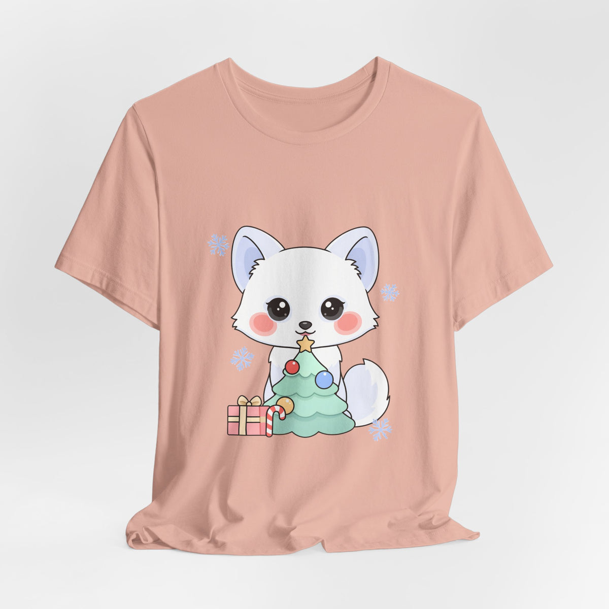Kawaii Christmas Fox T-Shirt for Cozy Holiday Decorating