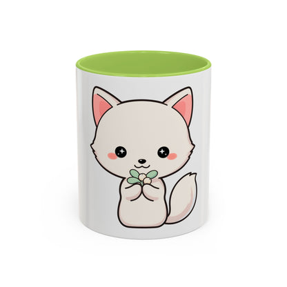 Kawaii Arctic Fox Christmas Accent Coffee Mug