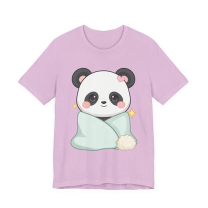 Kawaii Panda T-Shirt, Cozy Blanket Chibi Animal Tee