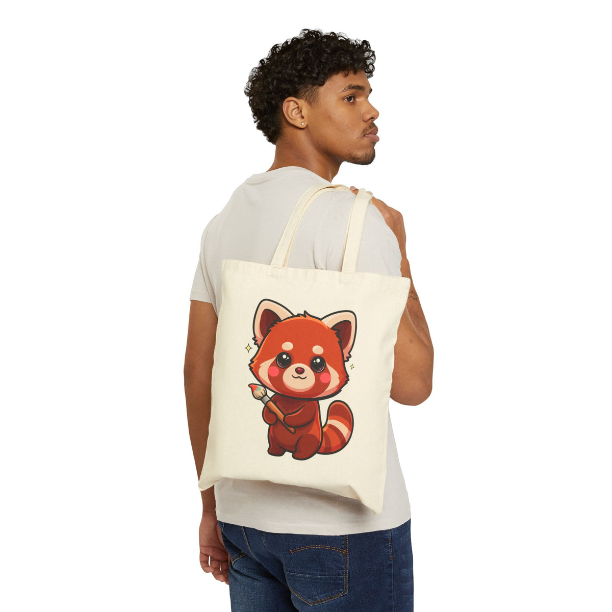 Red Panda Artist Tote Bag for Kawaii Art Lovers