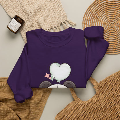 Kawaii Panda Sweatshirt with Heart Balloon