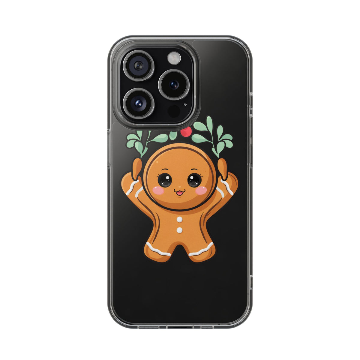 Kawaii Gingerbread Phone Case with Mistletoe Cheer