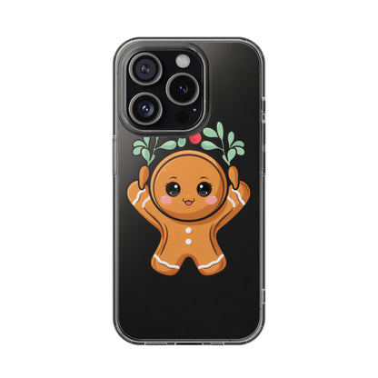 Kawaii Gingerbread Phone Case with Mistletoe Cheer