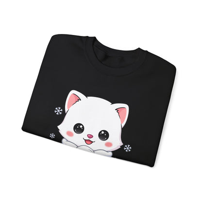 Kawaii Arctic Fox Sweatshirt, Cute Winter Animal Crewneck