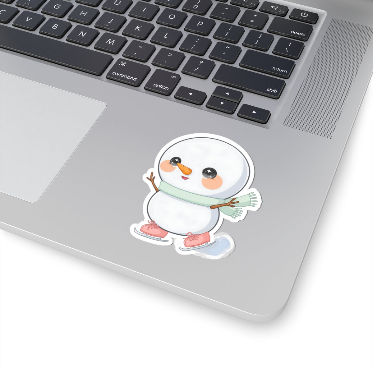 Kawaii Snowman Sticker, Cute Ice Skating Winter Decor