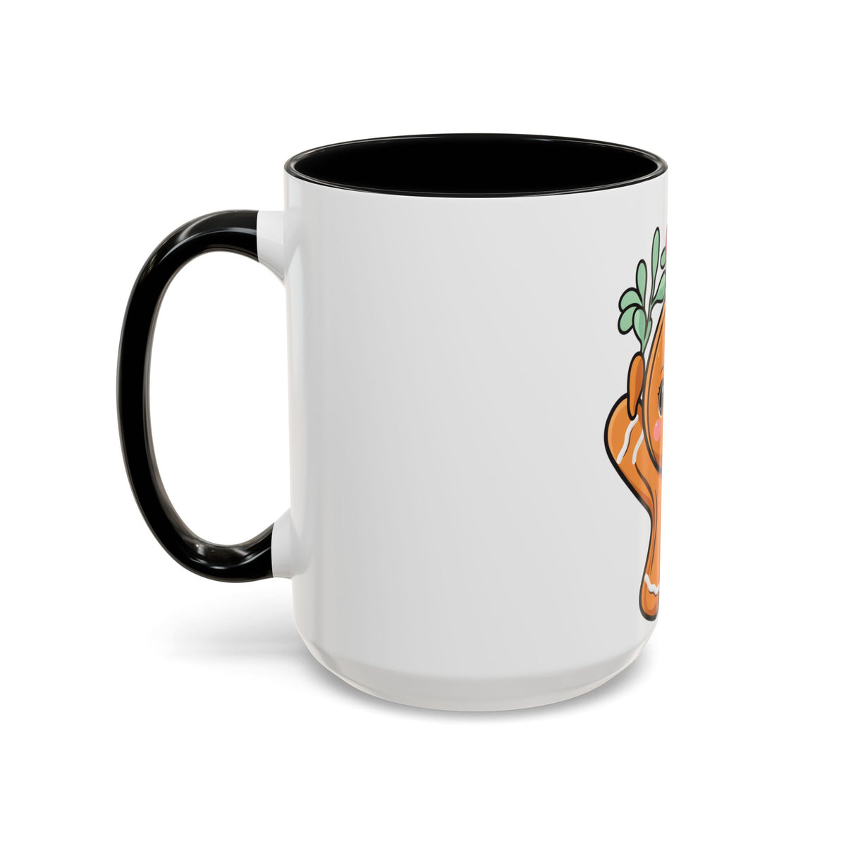 Kawaii Gingerbread Mug with Mistletoe | Christmas Accent Mug