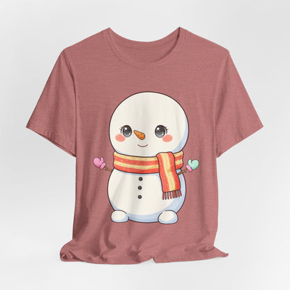Kawaii Snowman Christmas T-Shirt for Cute Holiday Cheer