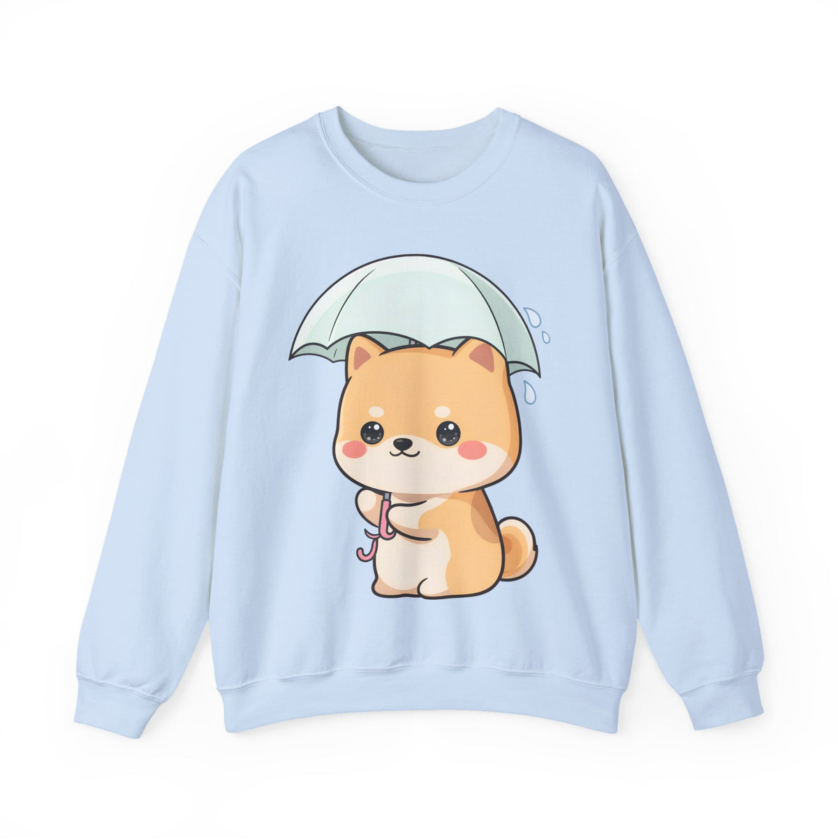 Kawaii Shiba Inu Sweatshirt, Cute Rainy Day Crewneck