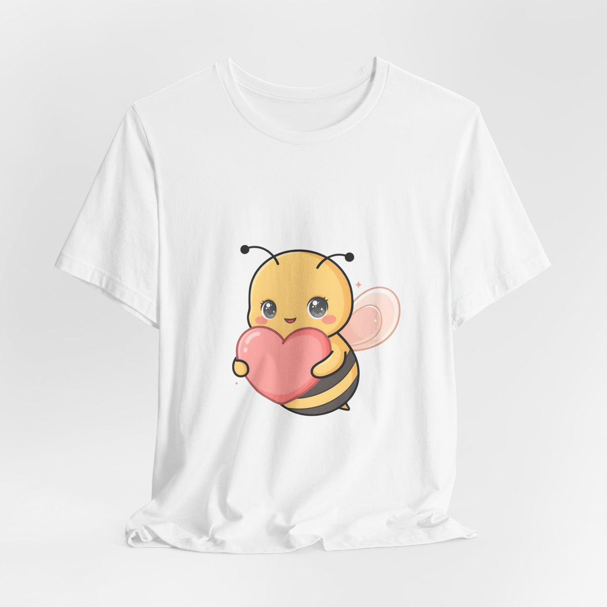 Kawaii Bee T-Shirt: Sweet Heart-Loving Unisex Tee