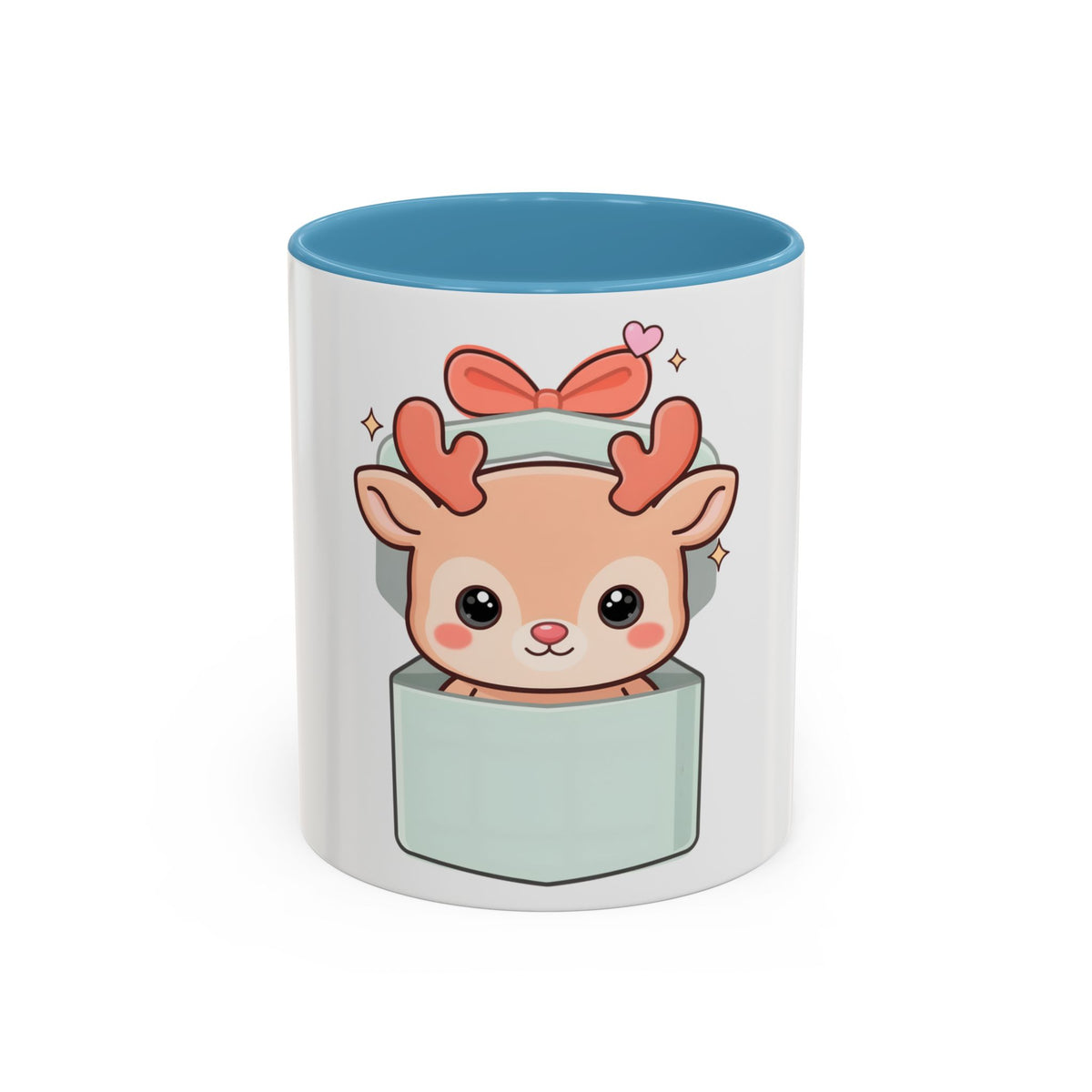 Kawaii Reindeer Christmas Mug, 11oz or 15oz Accent Coffee Mug