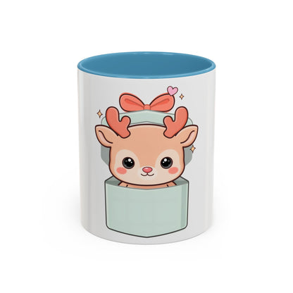 Kawaii Reindeer Christmas Mug, 11oz or 15oz Accent Coffee Mug