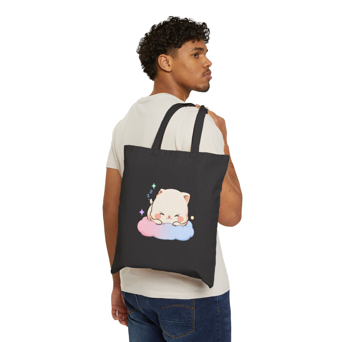Kawaii Cat Tote Bag – Sleepy Cloud Cat