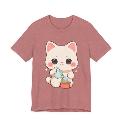 Kawaii Cat Gardening T-Shirt for Plant Lovers