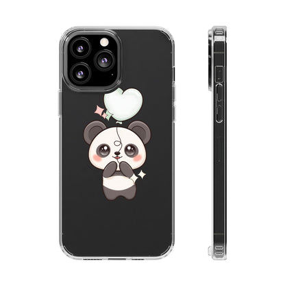 Kawaii Panda Clear Phone Case with Balloon