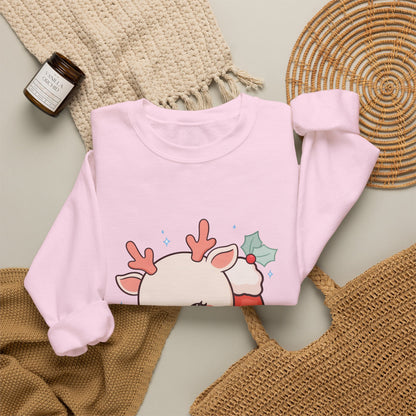 Christmas Reindeer Sweatshirt, Kawaii Stocking Holiday Gift