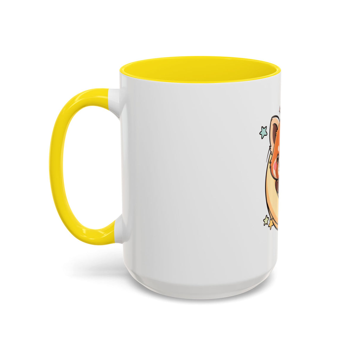 Red Panda Accent Coffee Mug, Kawaii Crescent Moon