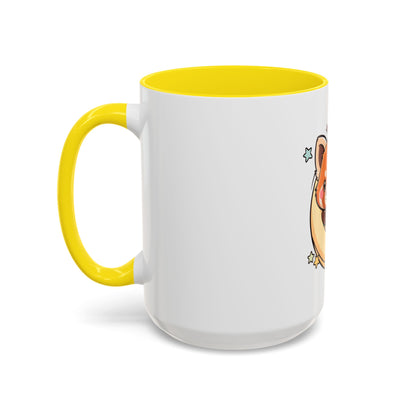 Red Panda Accent Coffee Mug, Kawaii Crescent Moon