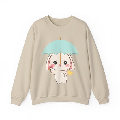 Kawaii Bunny Sweatshirt with Umbrella | Cute Chibi Gift