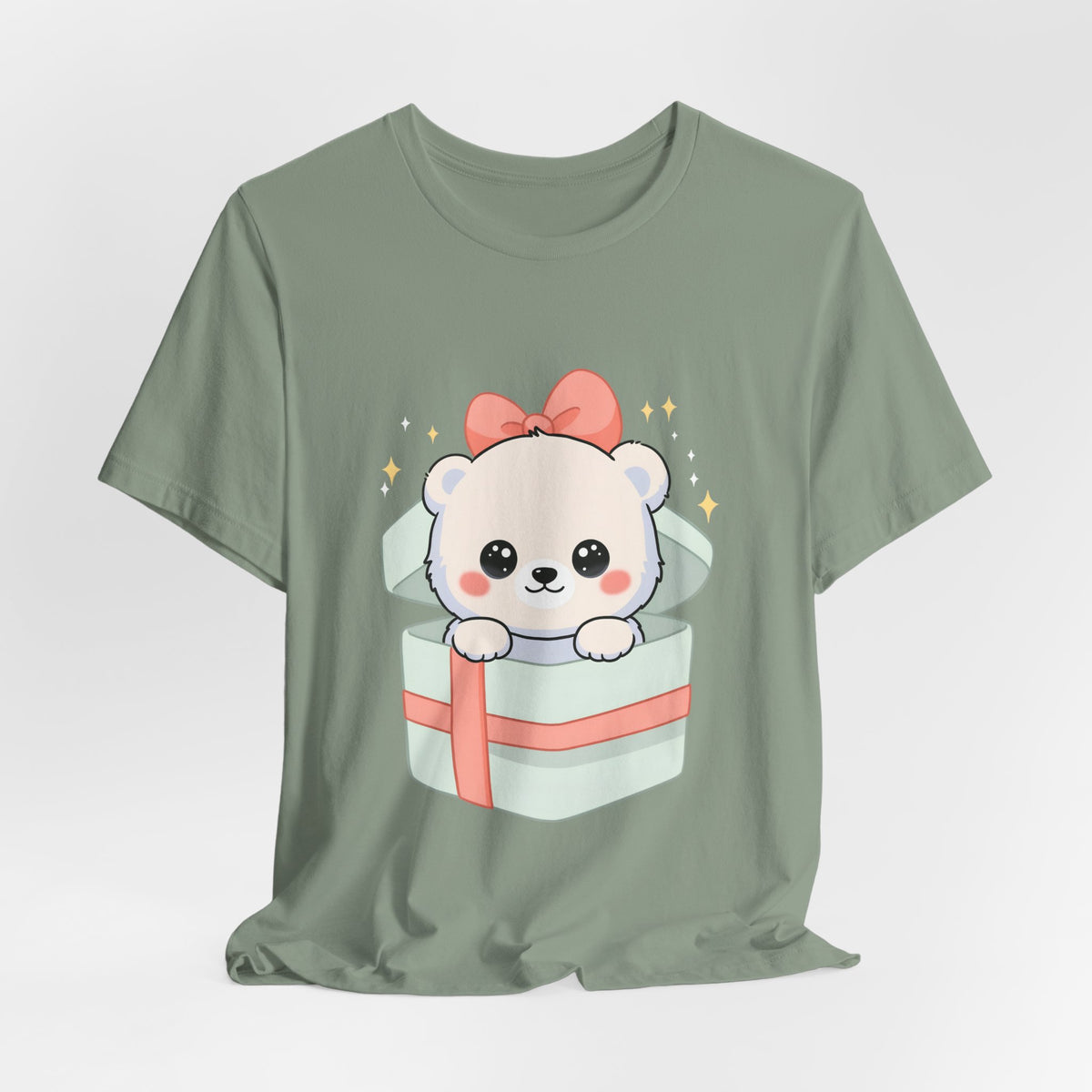 Kawaii Polar Bear Tee, Cute Gift Box Cub Unisex Shirt