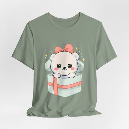 Kawaii Polar Bear Tee, Cute Gift Box Cub Unisex Shirt