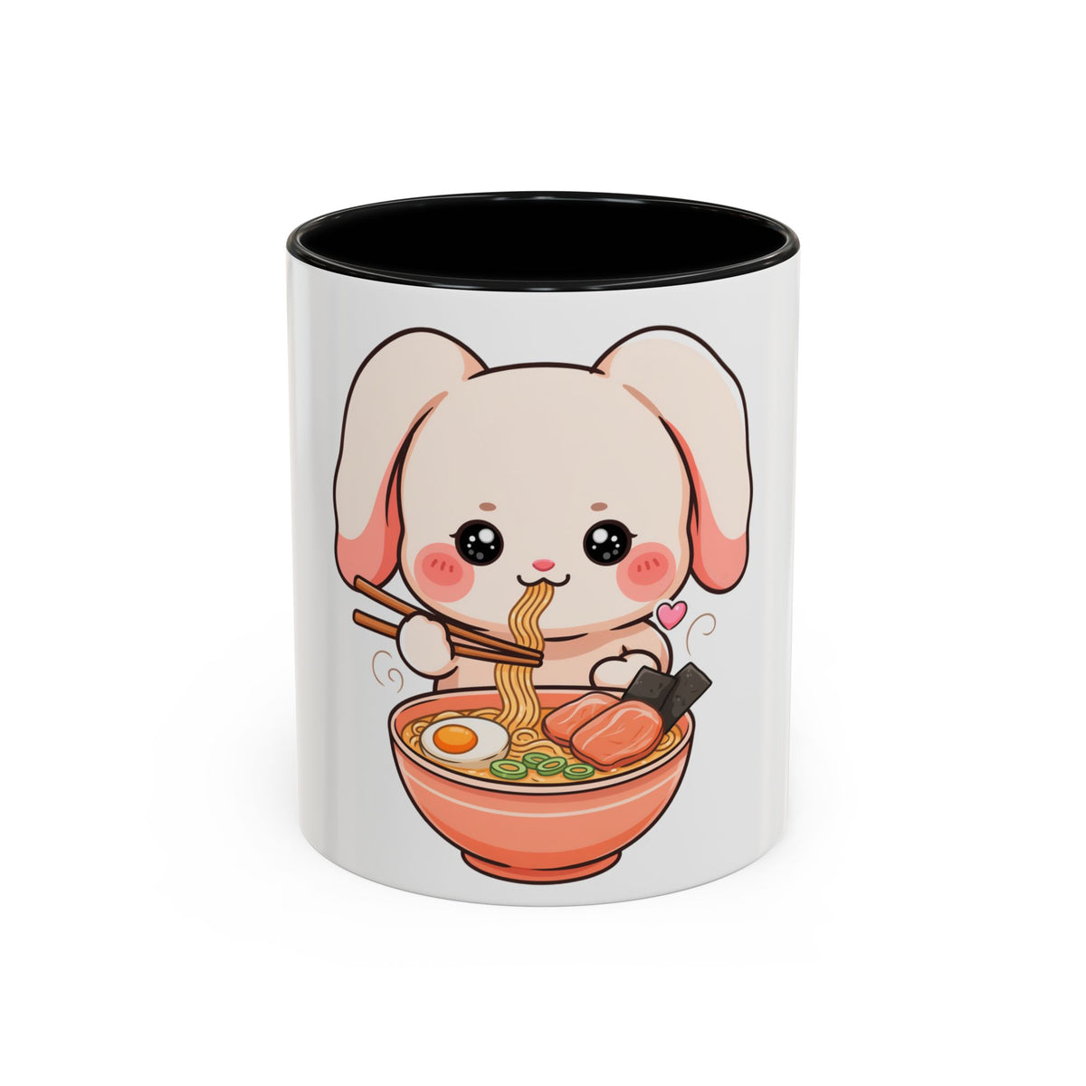 Kawaii Ramen Bunny Accent Coffee Mug, 11 oz or 15 oz