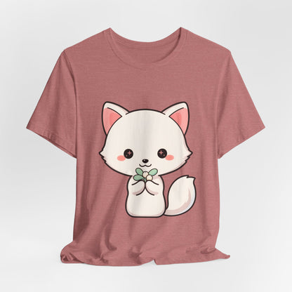 Christmas Fox T-Shirt, Cute Mistletoe Kawaii Tee