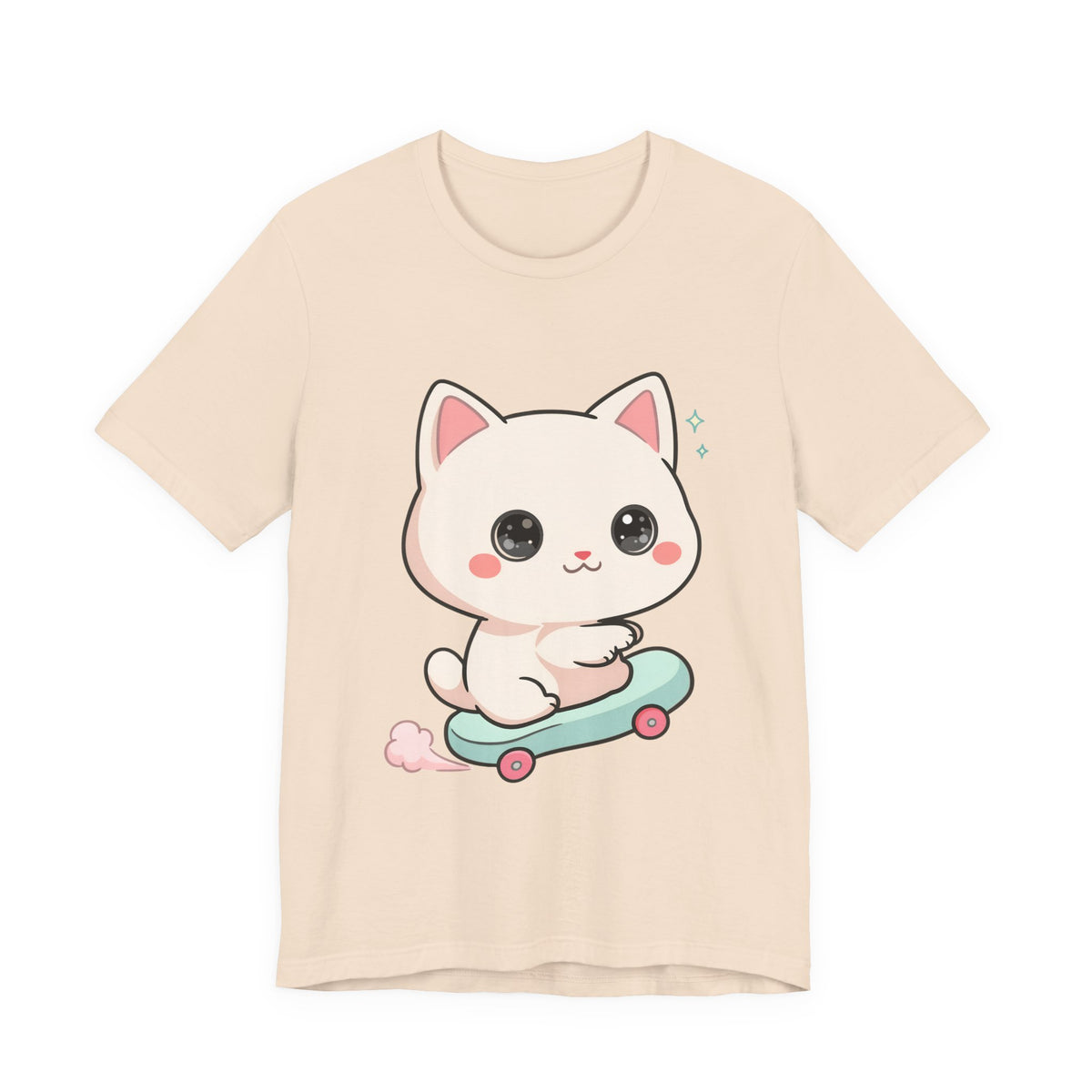 Kawaii Skateboarding Cat T-Shirt – Cute Chibi Kitty Tee