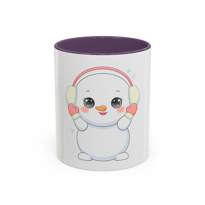 Kawaii Snowman Accent Coffee Mug for Cozy Winter Sips