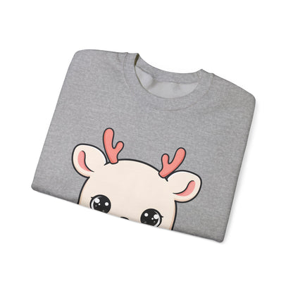 Kawaii Reindeer Sweatshirt, Cute Christmas Crewneck