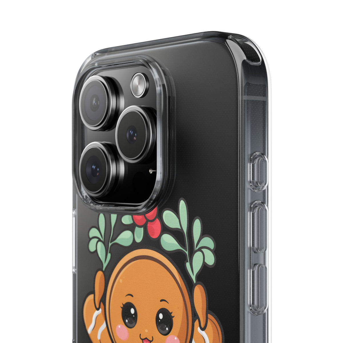 Kawaii Gingerbread Phone Case with Mistletoe Cheer