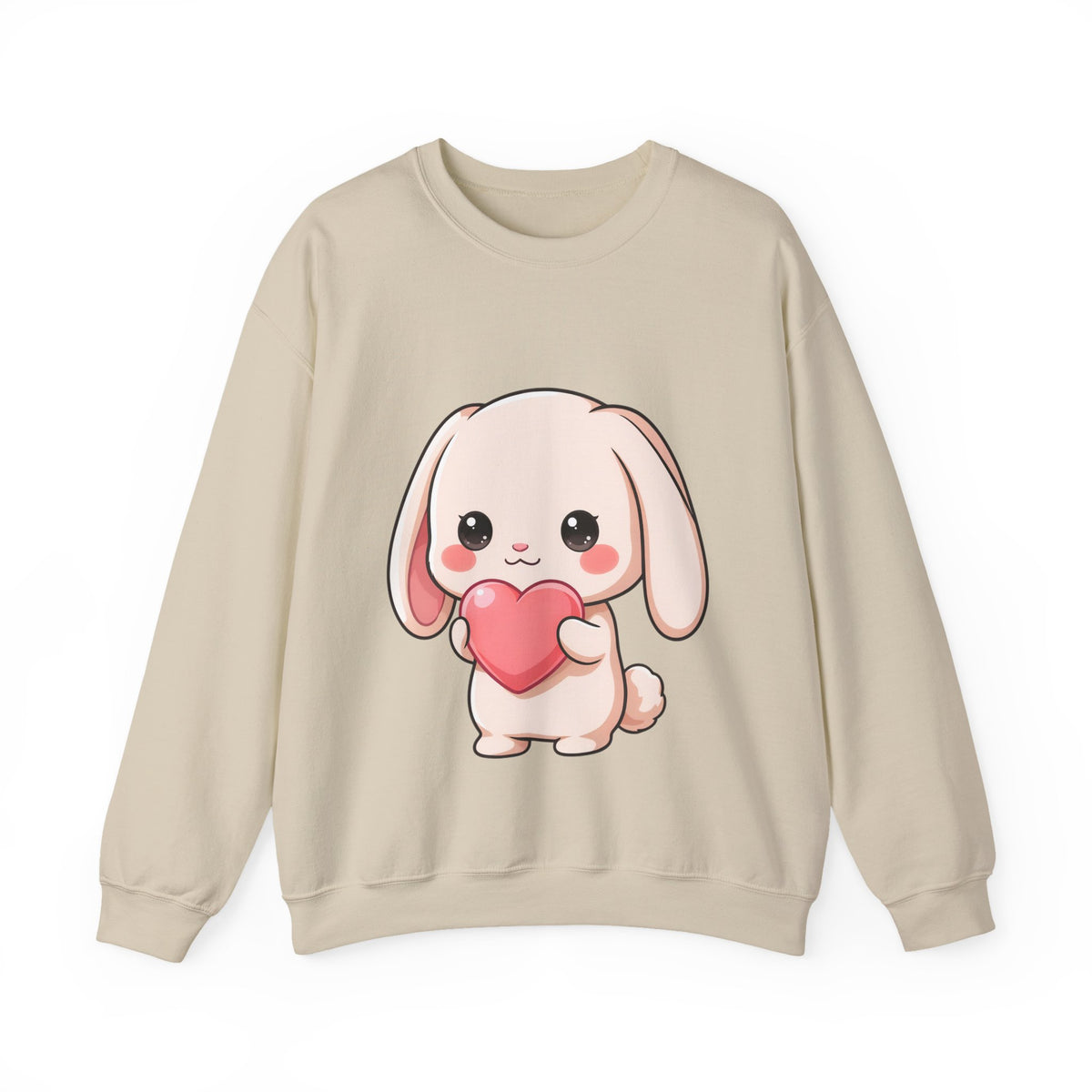 Kawaii Bunny Sweatshirt, Cute Heart Hug Crewneck