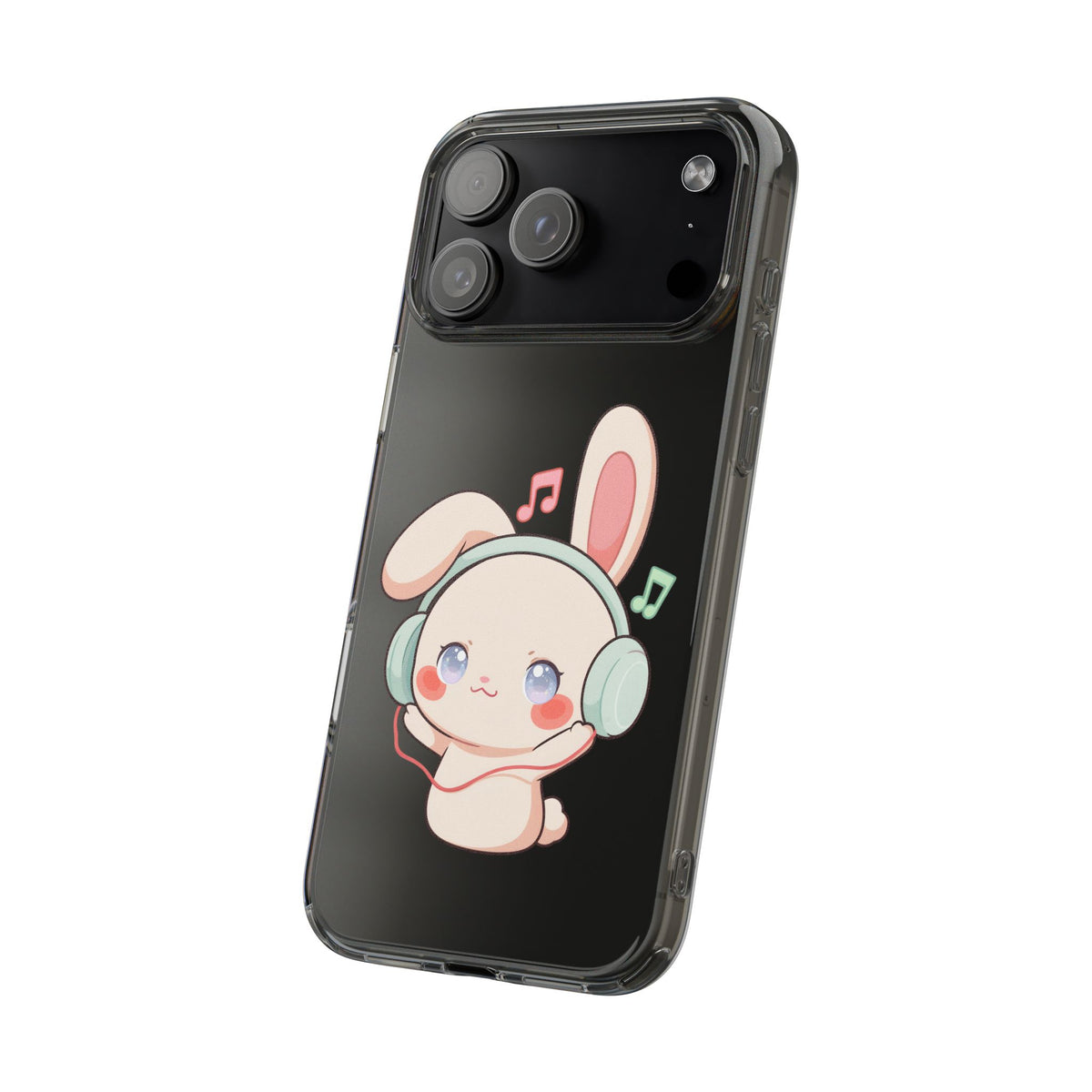 Kawaii Bunny Phone Case, Cute Music Lover Gift