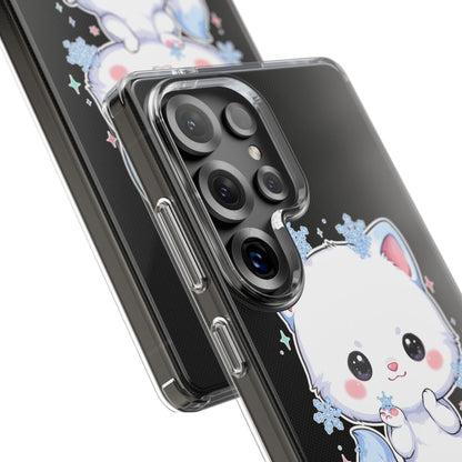 Kawaii Arctic Fox Phone Case, Cute Snowflake Clear Case