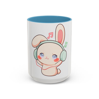 Kawaii Bunny Music Mug, Cute Accent Coffee Mug